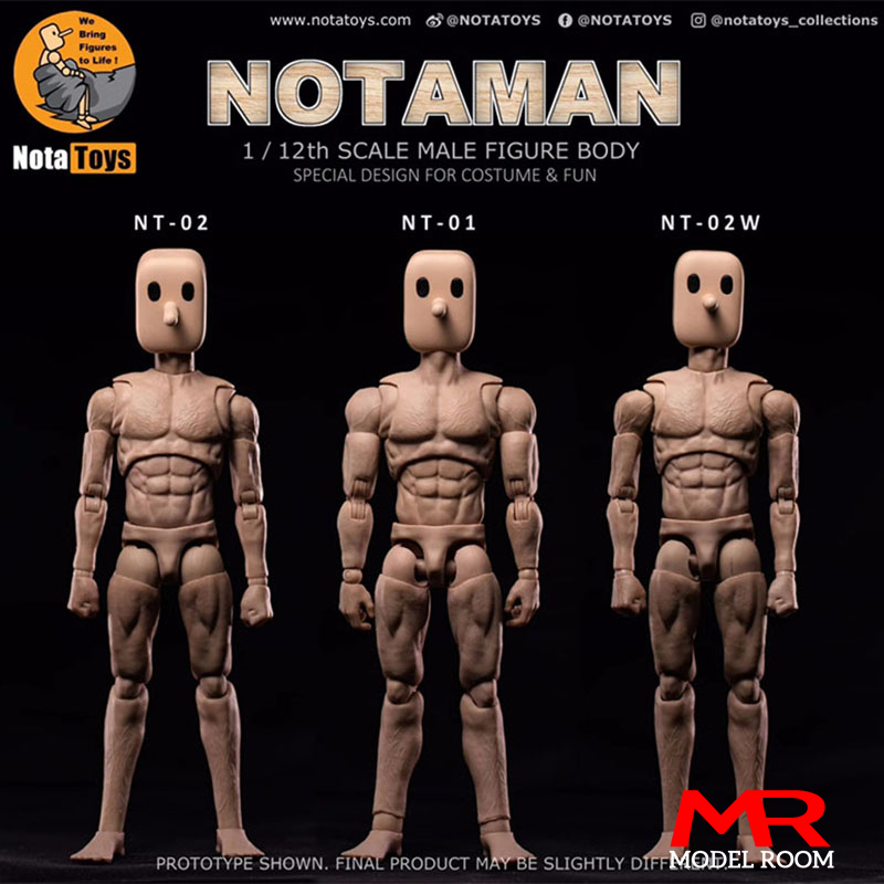 Notaman mainan figur aksi pria berkepala persegi 1/12 boneka tubuh bersama NT-01 NT-02 NT-02W 6 "tentara Pria mainan Model tubuh fleksibel