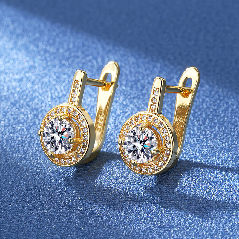 Plata de Ley 925 auténtica pendientes redondos de cristal a la moda para mujeres y niñas pendientes Piercing de boda joyería de tendencia