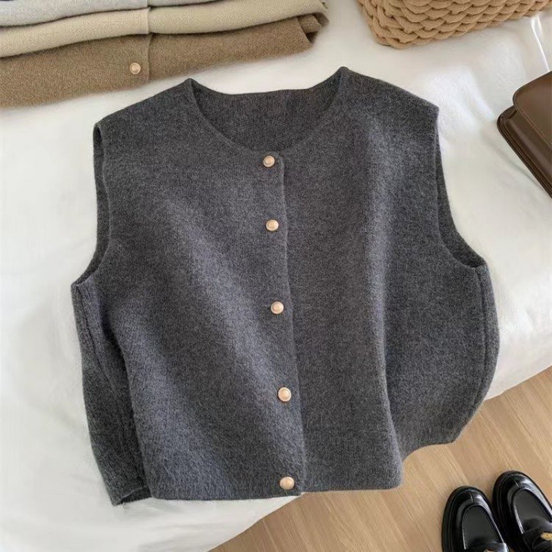 C.new s outono novas mulheres cardigan coreano elegante de malha sem mangas feminino casual camisola tanques magro moda senhoras casual topos