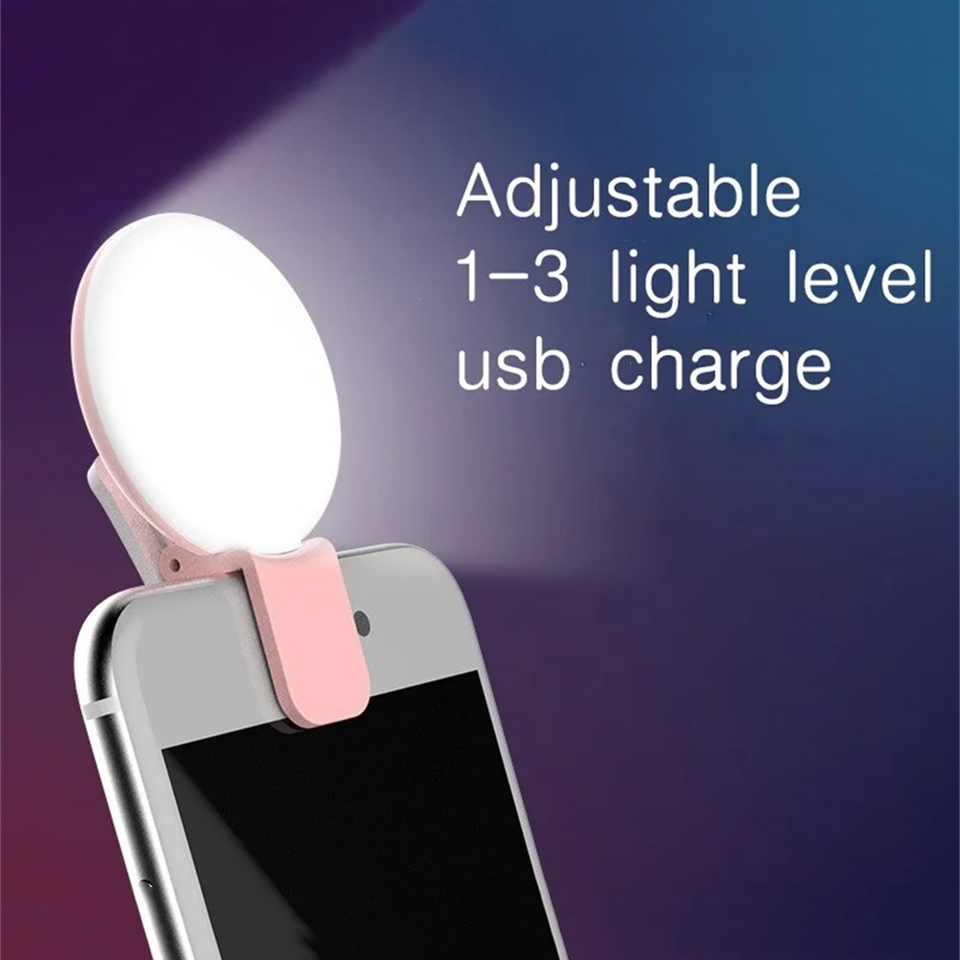 โคมไฟ LED แบบพกพาโทรศัพท์วิดีโอสดความงาม Universal โทรศัพท์มือถือ Selfie เติมแสง USB ชาร์จการถ่ายภาพคลิปแหวนแสง