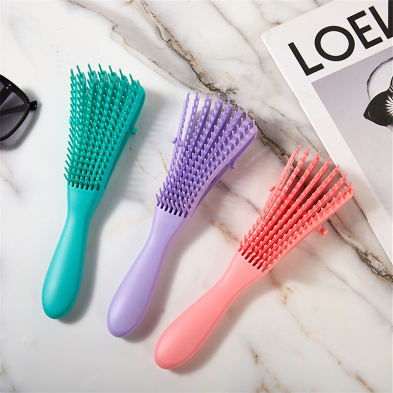 แปรงผม Detangling แปรงนวดหนังศีรษะหวีผม Detangling แปรงสําหรับ CURLY Detangler Hairbrush ผู้หญิงผู้ชาย Salon
