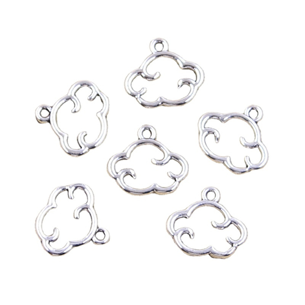 Hroryn 30 szt. Charms pływające chmury 13x15mm antyczne srebrne wisiorki wykonane ręcznie robiona tybetańska biżuteria