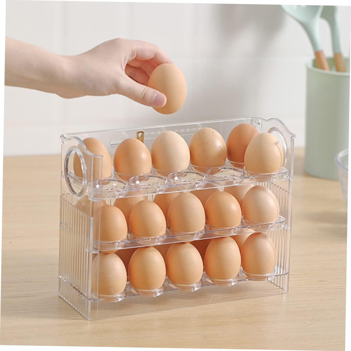 Eier Aufbewahrung sbox Kunststoff Organizer Rolling Slide Container mehr schicht ige Kühlschrank halter Tablett Organisationen Küchen zubehör