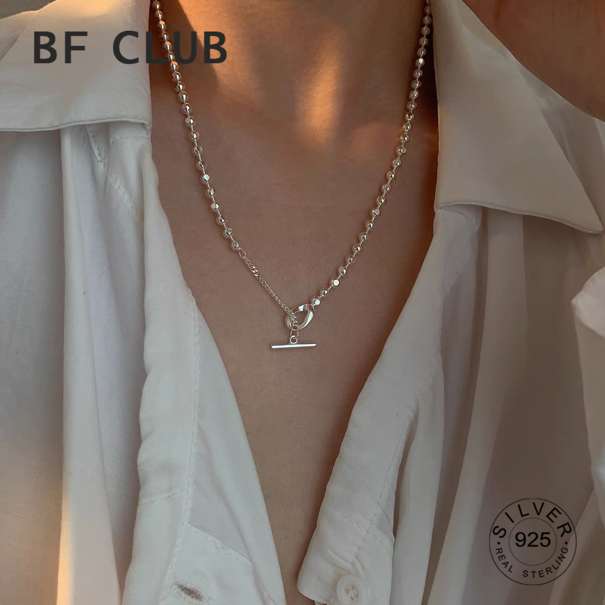 BFCLUB-collar de cadena de clavícula de Color plateado para mujer, Gargantilla ajustable, joyería fina, fiesta de boda, regalo de cumpleaños