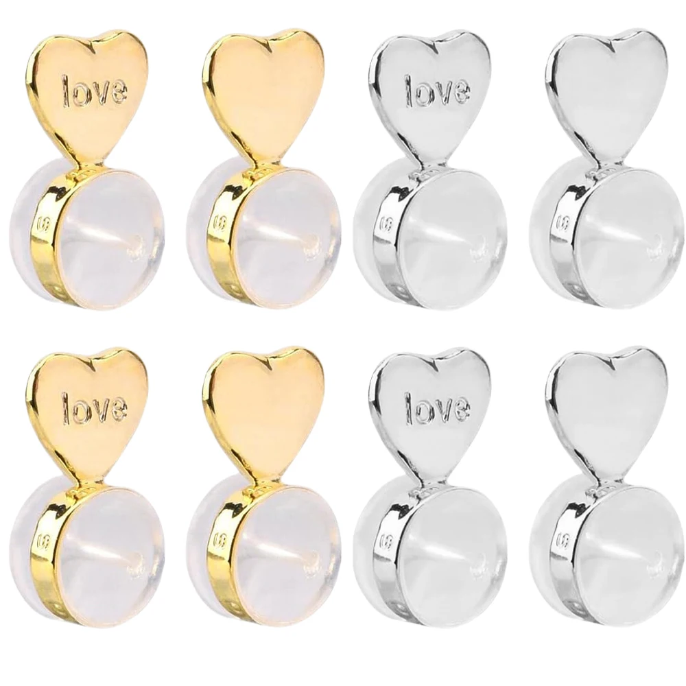 10Pcs/Lot Rubber Heart Love Earring Adjustable Lifters Ear Backs Stopper For Hypoallergenic Nuts Ear Lobe Support Jewelry Making