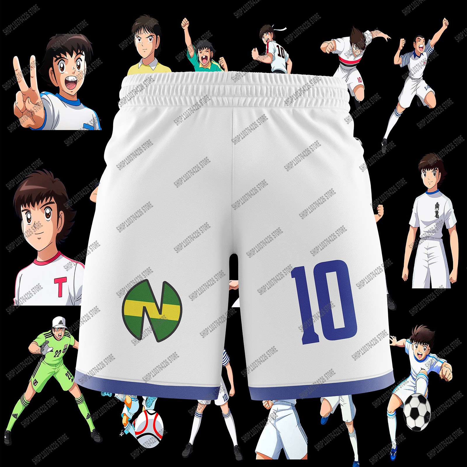 Capitán Tsubasa Escuela Nansheng Oliva y Benji Equipo de fútbol Uniforme Pantalones de playa Ropa personalizada de alta calidad Personalizable