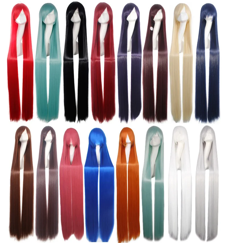 100cm peruca colorida longa staight cosplay anime traje festa perucas sintéticas resistente ao calor