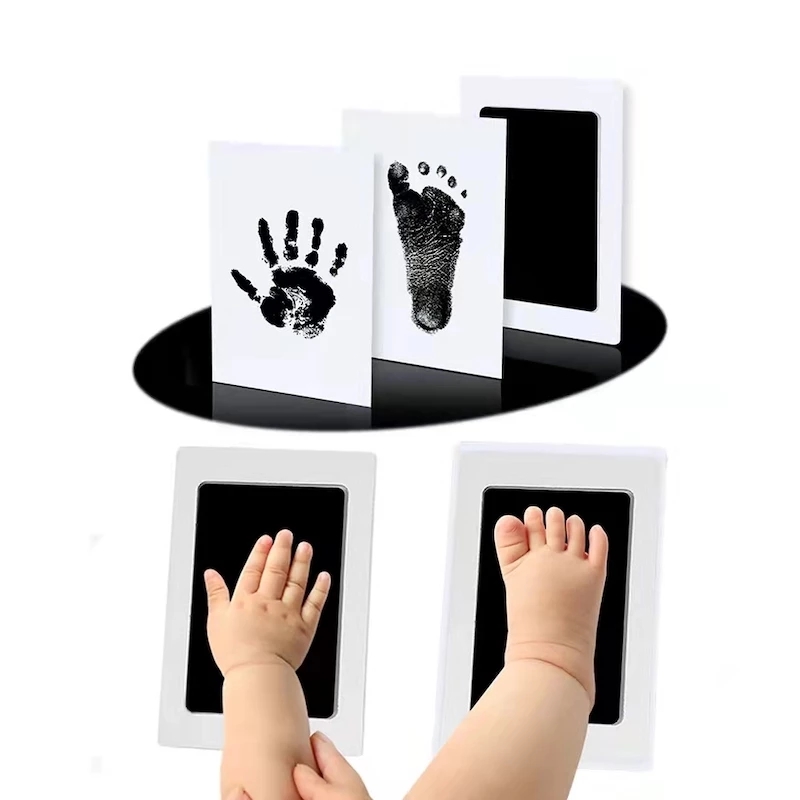 Bebê recém-nascido diy mão e pegada kit almofadas de tinta moldura da foto handprint crianças lembrança acessórios seguro limpo presente do chuveiro do bebê