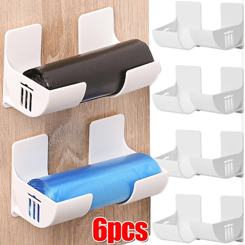 2/6PCS 벽걸이형 쓰레기봉투 홀더 쓰레기봉투 보관함 플라스틱 봉투 필름 컨테이너 디스펜서 주방 선반용