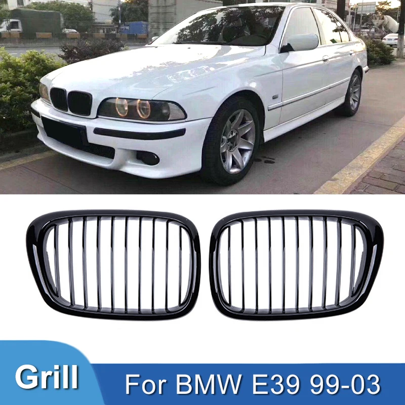 Pulleco Voor Bmw E39 5 Serie 525 528 Gloss Zwart Grille Auto Voorkap Grill Nierroosters Race Grill 99-03 Auto Accessoires