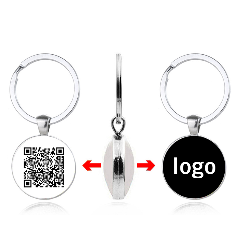 Llavero Personalización Logotipo Llavero Personalización Código Qr Personalización Color Blanco y Negro Foto Llavero Doble Cara