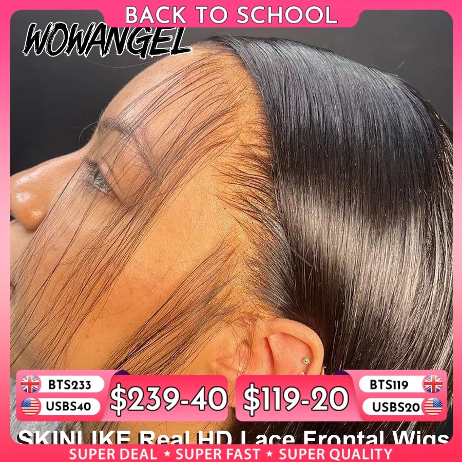WOW ANGEL HD Lace Front Wigs 250% 13x6 HD Lace Front Wigs Straight Hair Invisible HD Lace Melt Skin HD Lace Front Human Hair Wig