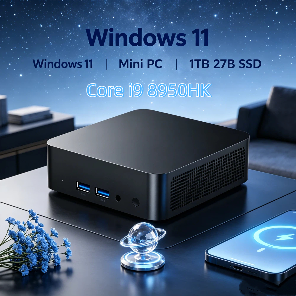 Luxury Windows 11 Pro Mini PC Core i9 8950HK 32GB RAM 1TB 2TB SSD 4K HD WiFi6 BT5.2 Home Gaming Desktop With 3 Years Warranty