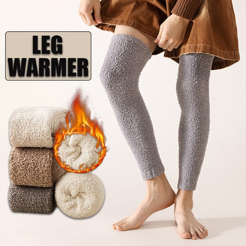 1 paire de jambières thermiques confortables au-dessus du genou pour hommes, chaussettes longues décontractées et douces, couleur unie, haute qualité, à la mode