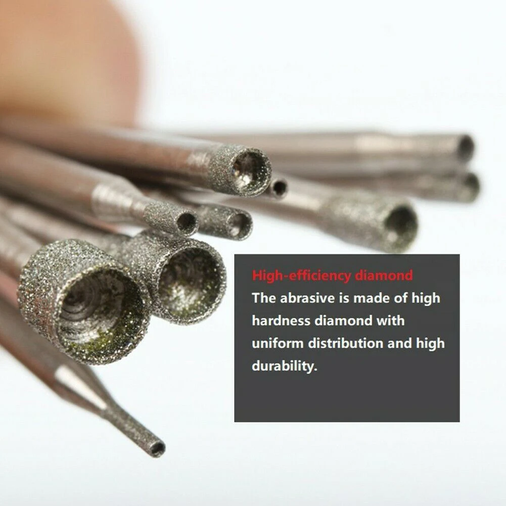 10 Stück Diamant-Frässtifte, Schleifkopf, 0,8–5 mm, mit 2,35 mm Schaft, Drehwerkzeug für elektrische Schleifmaschinen-Zubehör