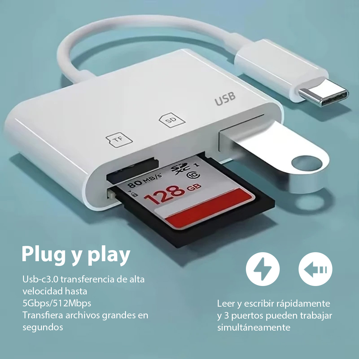 Sd Card Reader for iPhone Ipad, 3 in 1 Sd Card Adapter for iPhone with USB Port and Dual Slot, Micro Sd Card Reader, Memory Card Adapter