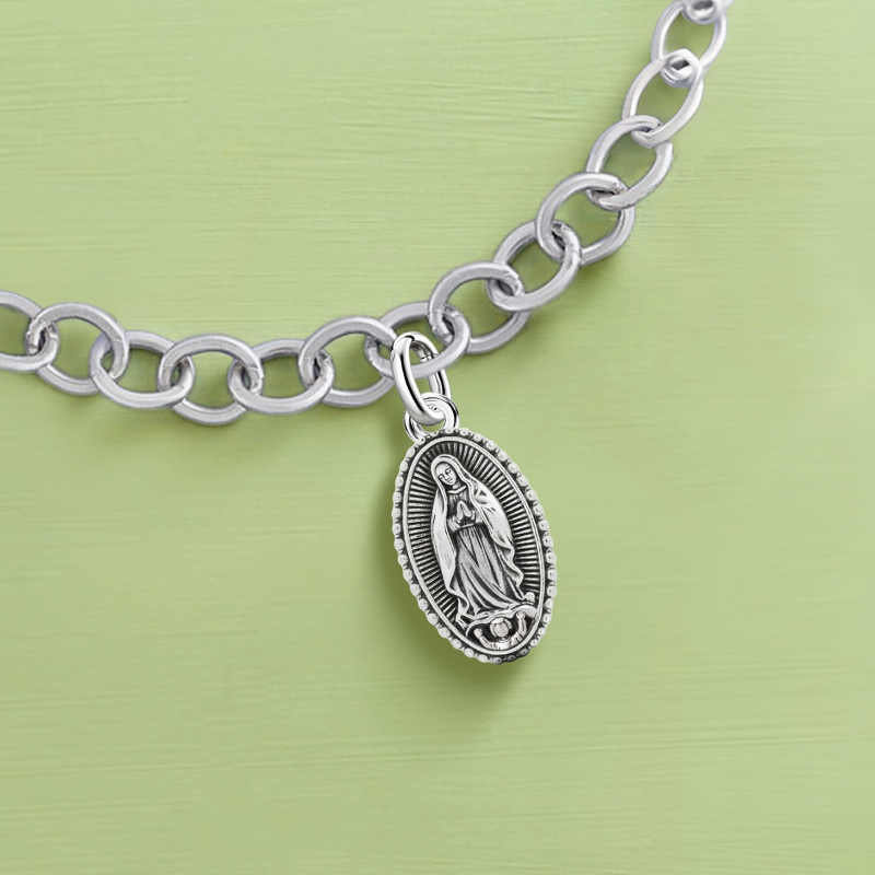 Pingentes Vintage Ajustáveis em Prata Esterlina 925, Charms da Santa Mãe e Cruz, Compatíveis com Pulseiras e Colares Originais, Joias DIY