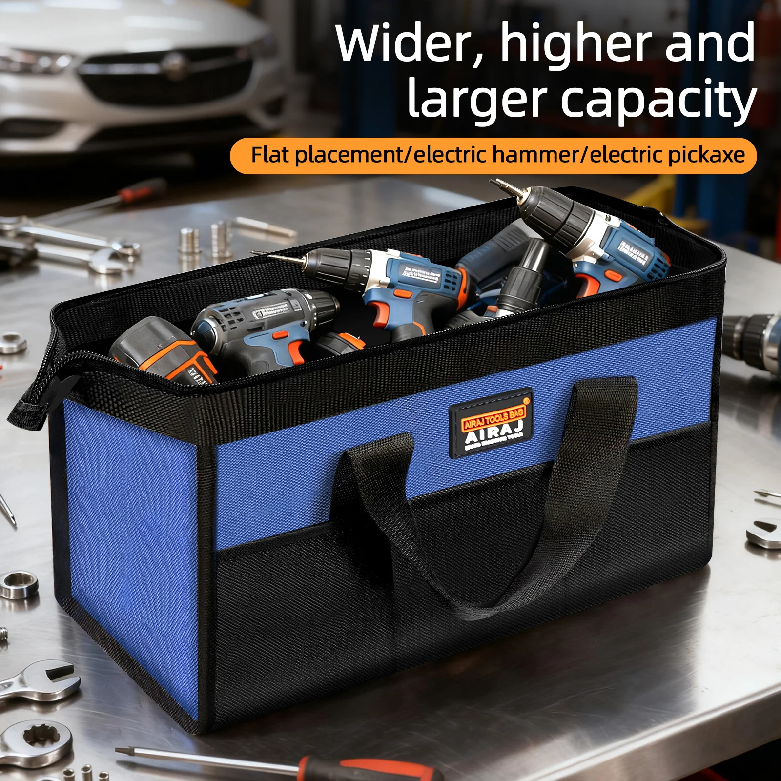 Bolsa de herramientas AIRAJ, bolsa de herramientas de construcción resistente portátil, bolsa de uñas para carpintero, bolsa de herramientas de bolsillo, caja organizadora, bolsa de suministros de lavado de coches