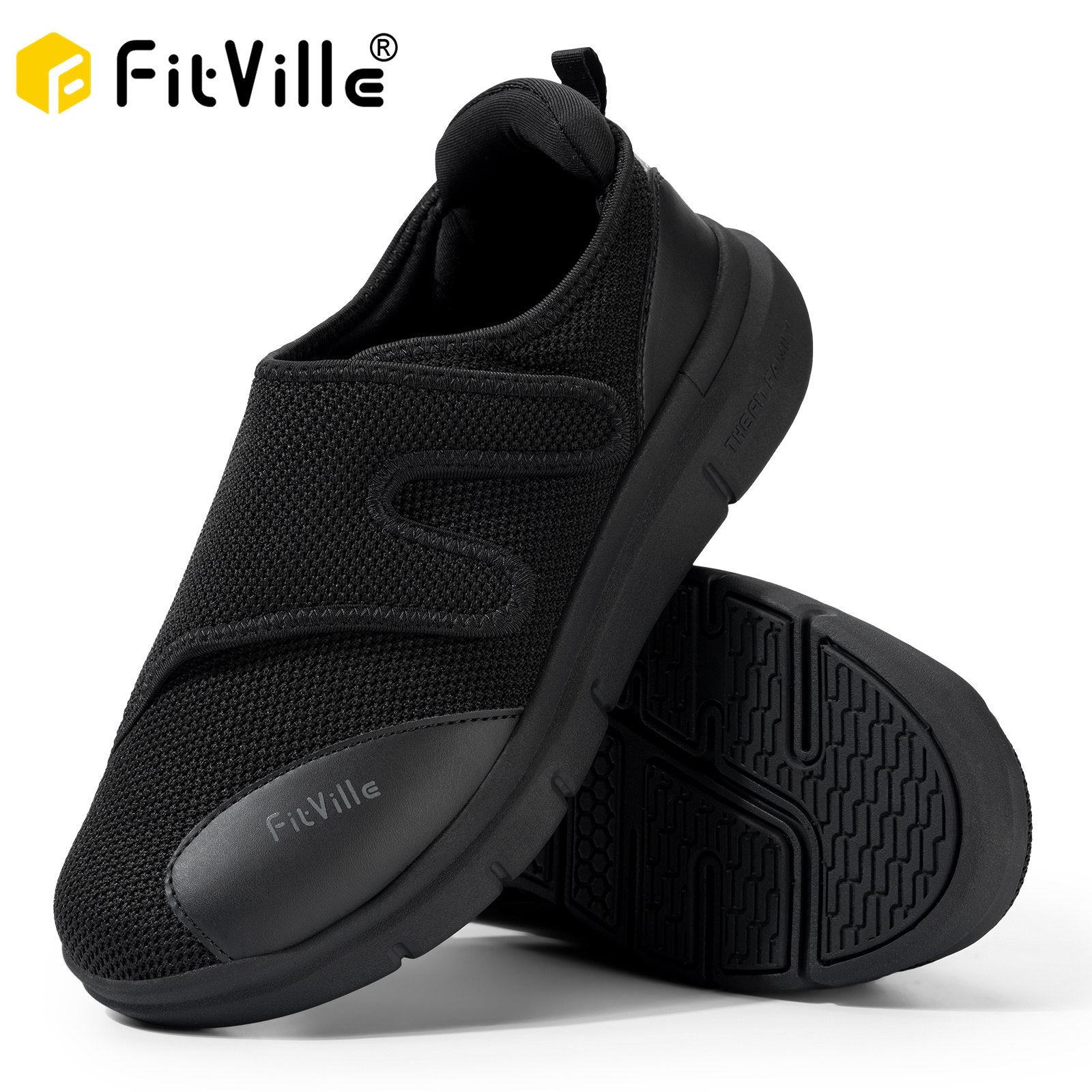 FitVille chaussures pour diabétiques hommes chaussures de marche décontractées Extra larges pour pieds gonflés orthopédiques réglables avec coussin de soutien de la voûte plantaire