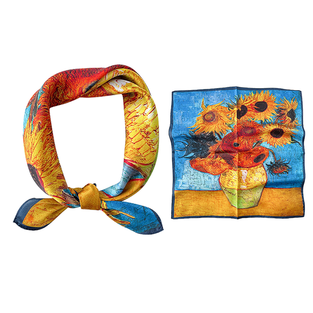 Feminino 100% lenço de seda real amoreira 53cm lenço de luxo primavera outono lenço marca pintura a óleo chinês & estilo pintura