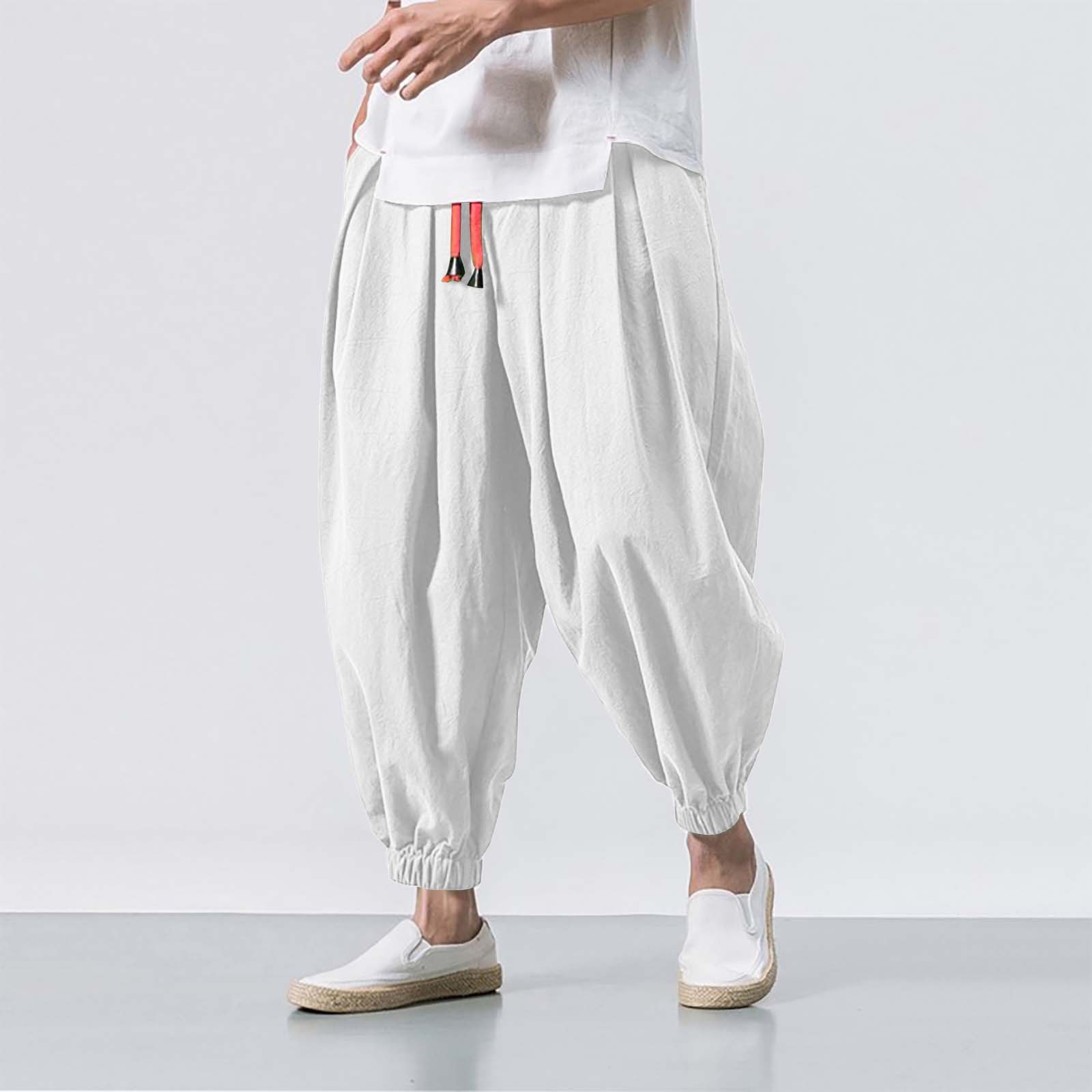 Pantalones Harem de Color liso, Pantalones holgados a la moda, Pantalones informales para correr, Pantalones elásticos para hombre, ropa deportiva, Pantalones tipo farol