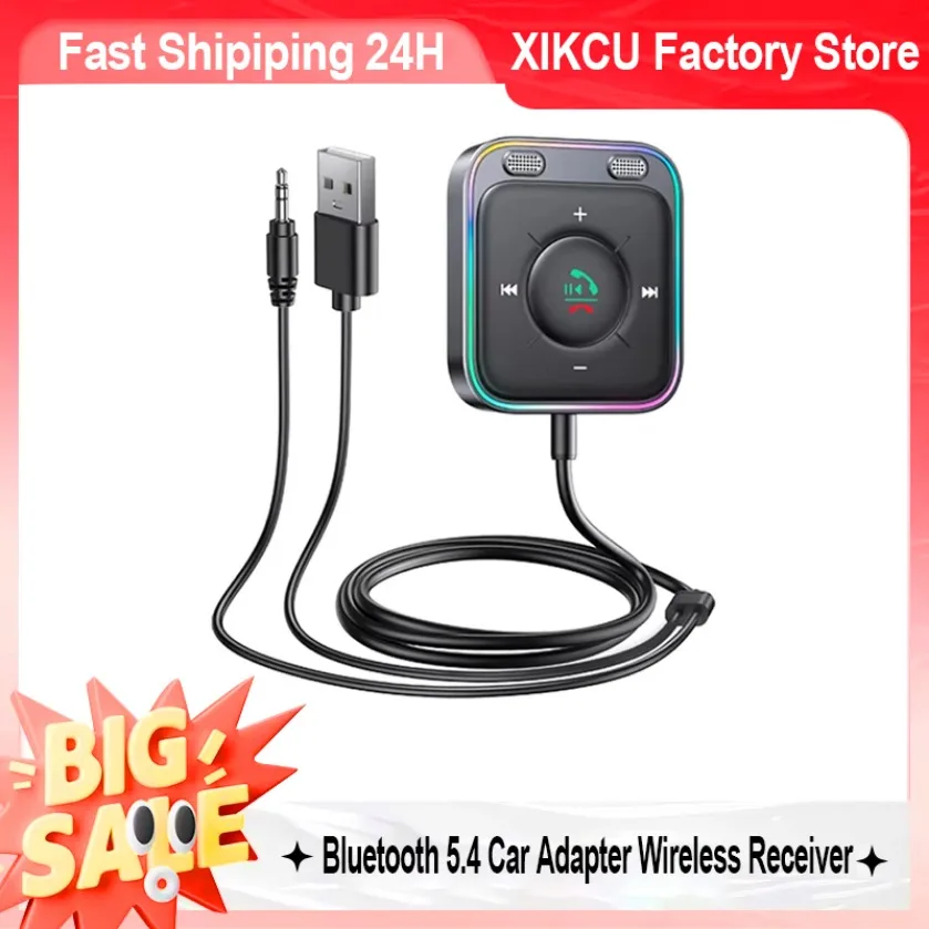 XIKCU Bluetooth 5.3 FM/AUX Bluetooth Adapter Samochodowy 【Montaż na Kratce Wentylacyjnej i Wzmacnianie Basów】 Odbiornik Bluetooth AUX USB 3.5mm do Samochodowego Stereo
