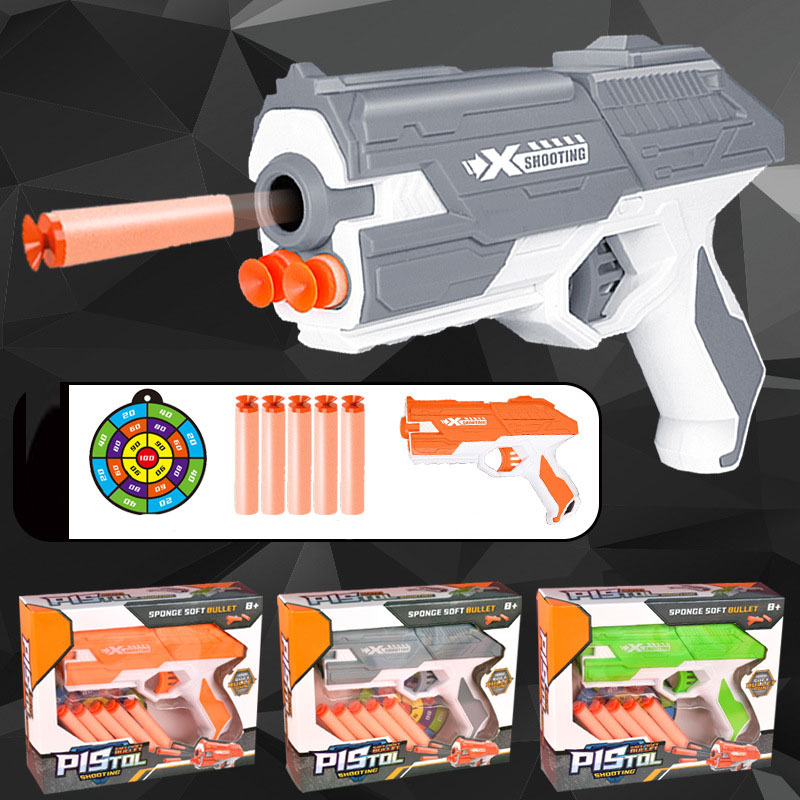 Kinder Weiche Kugel Spielzeug Pistole Manuelle Pistole Pistole Dart Blaster Bunte Kunststoff Schießen Modell Launcher mit Box Jungen Geburtstag Geschenk