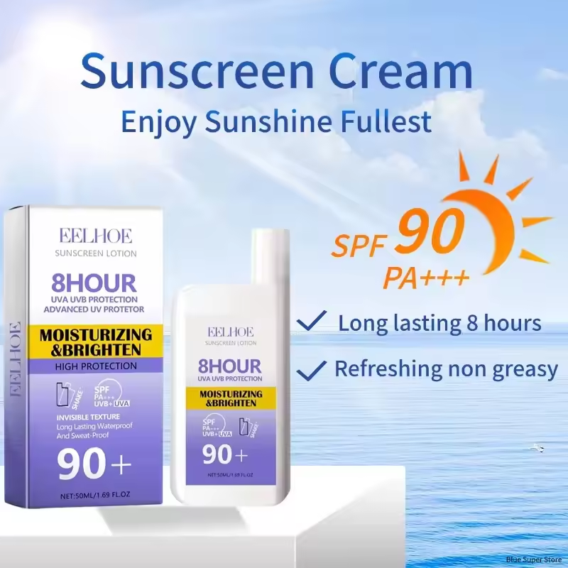 SPF 50+ Sunscreen Lotion Cream Long-Lasting Sun Protection Lightweight Non-Greasy Sun Block Prevent Sunburn Face Body Skin Care