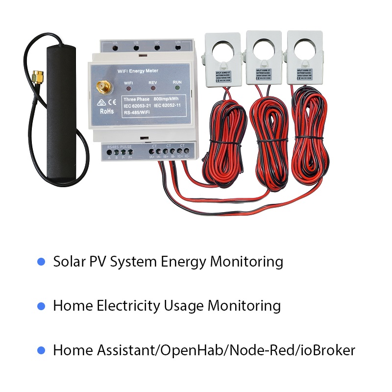 Dwukierunkowy, 250A, solarny pv monitorowania, domu monitorowania zasilania, split, pomiaru netto, 3 fazy licznik energii WiFi,modbus tcp/RTU