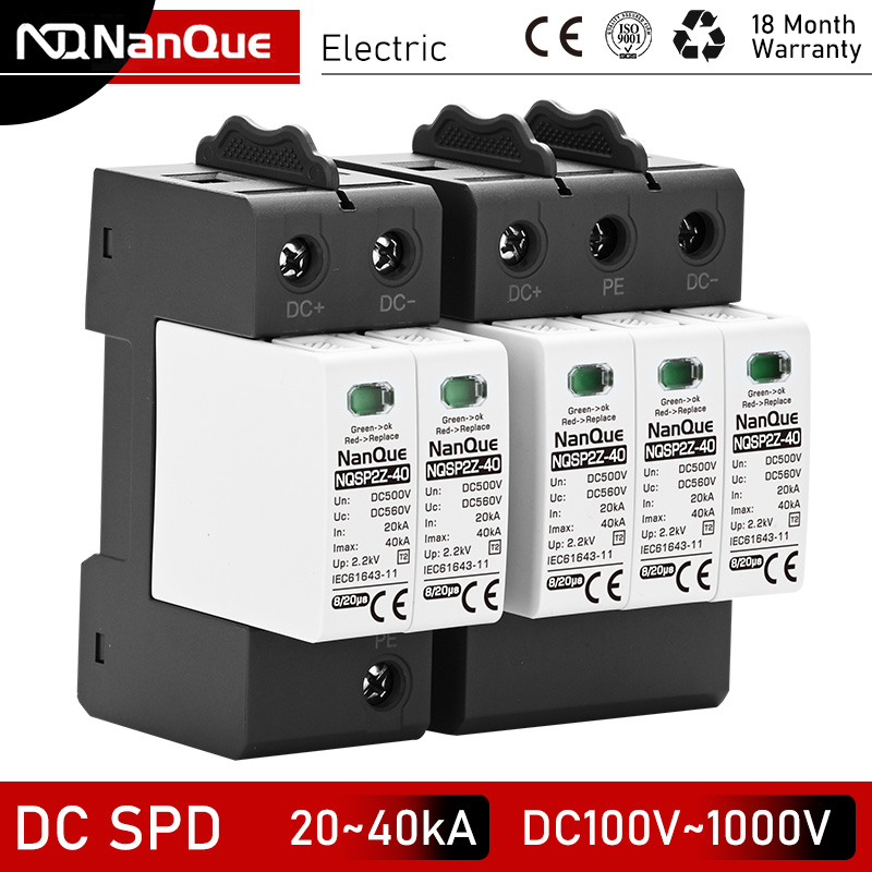 DC SPD 100V 250V 500V 800V 1000V Paraurti da sovratensione Protezione contro i fulmini 20KA 40KA 60KA Nuova energia Protezione da sovratensione DC