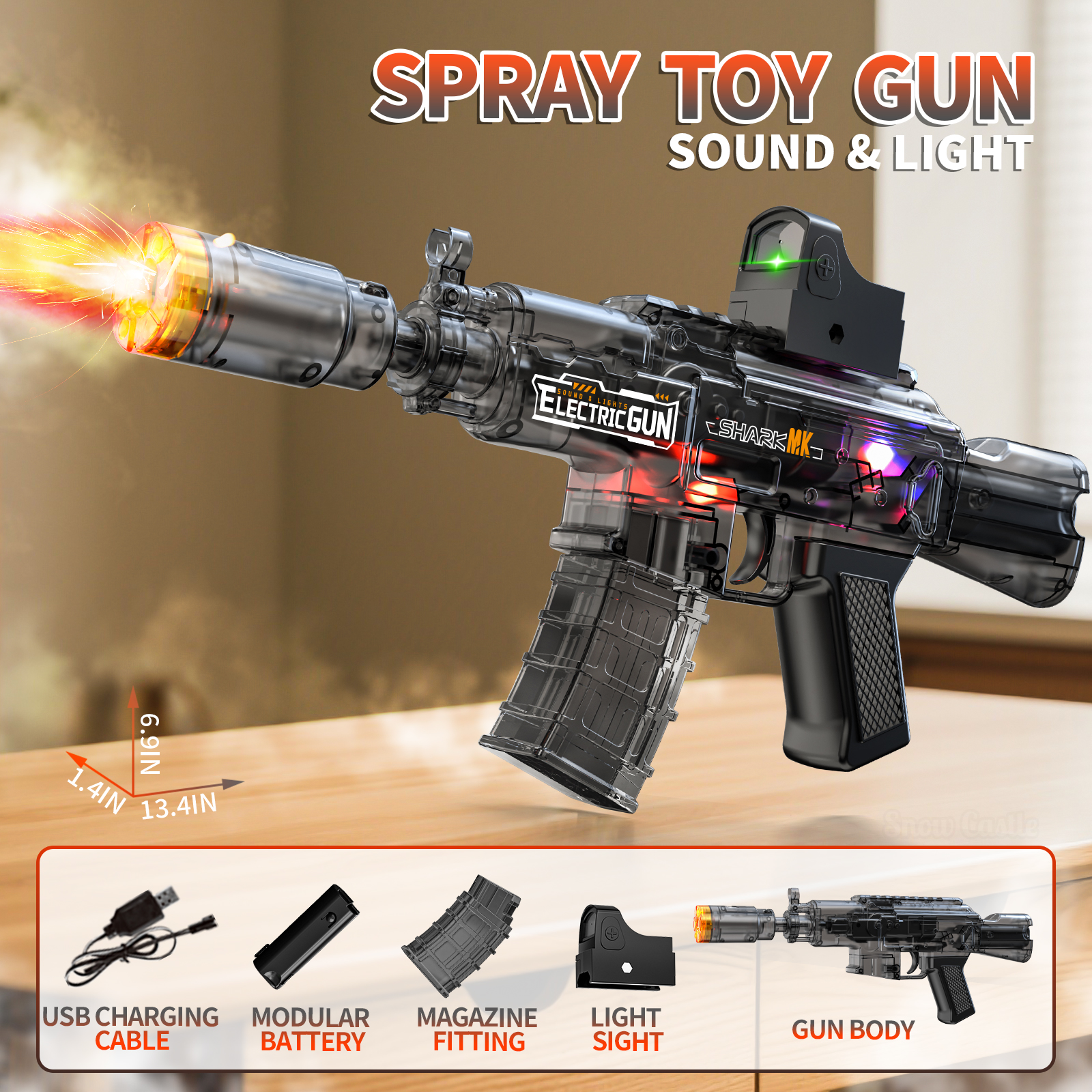 Pistol Semprot & Air Listrik Anak-Anak Laris 2025, Simulasi Suara & Lampu, Mainan Pistol untuk Aktivitas Luar Ruangan, Pistol Semprot Getar