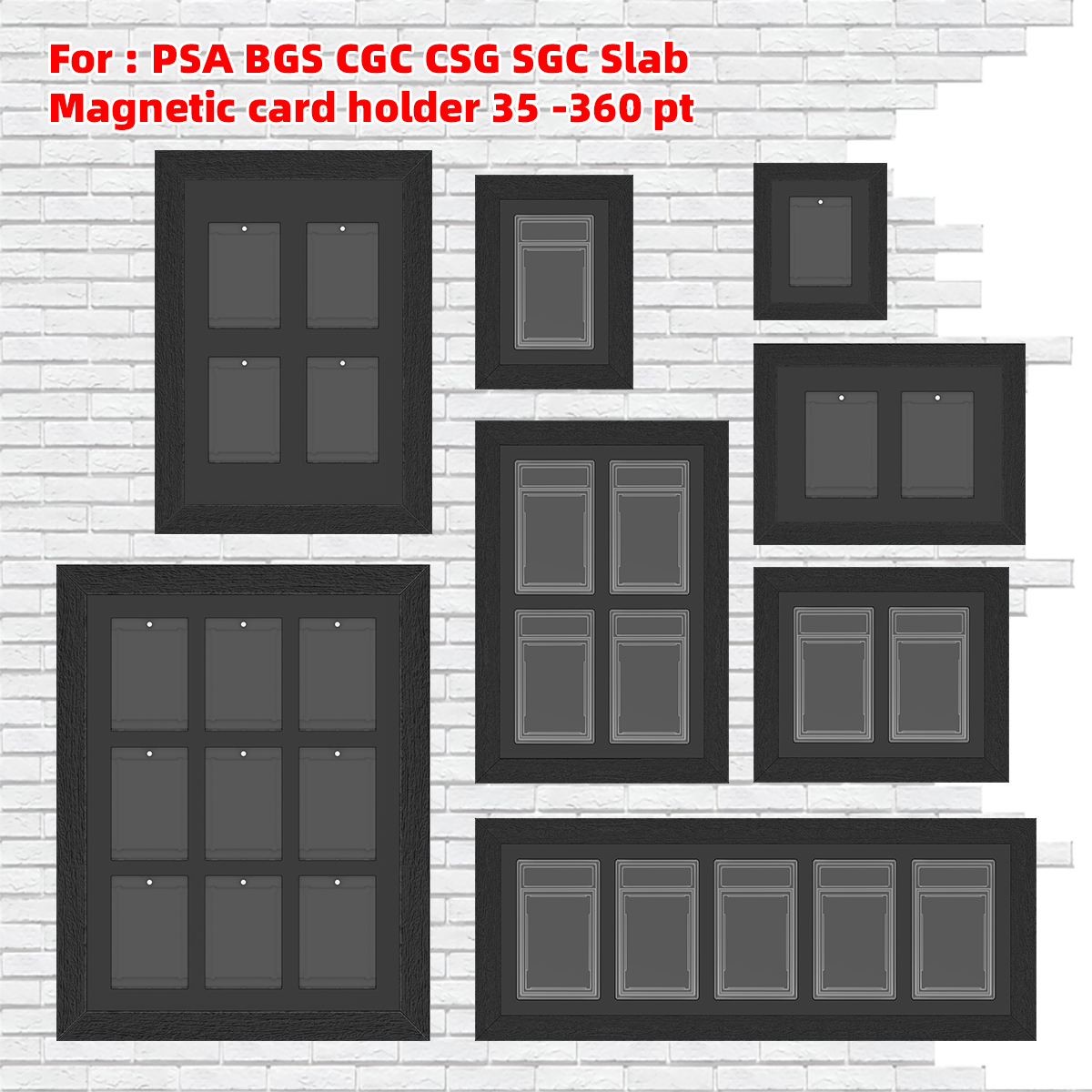 Marco de Exhibición de Pared PSA BGS SGC para 1/2/3/4/5/9 Tarjetas, Soporte para Tarjetas de 35-130pt para Tarjetas Coleccionables de Pokemon, NBA, Deportes, MTG, PTCG, Panini