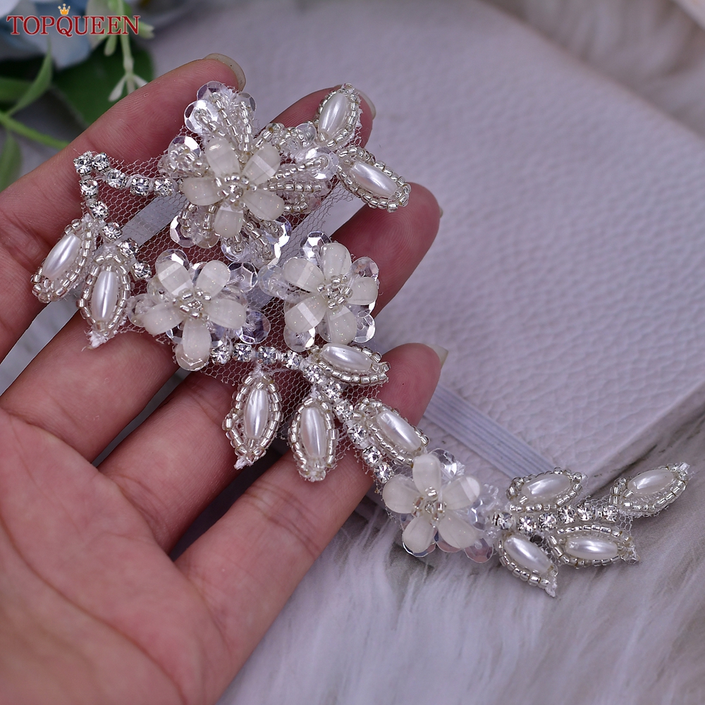 Topqueen รองเท้าส้นสูงแผ่นปะติดแบบ DIY สำหรับงานแต่งงานกำไลพร้อมแหวนผู้หญิงอุปกรณ์ตัดเย็บชุด SP11ปรับแต่งได้