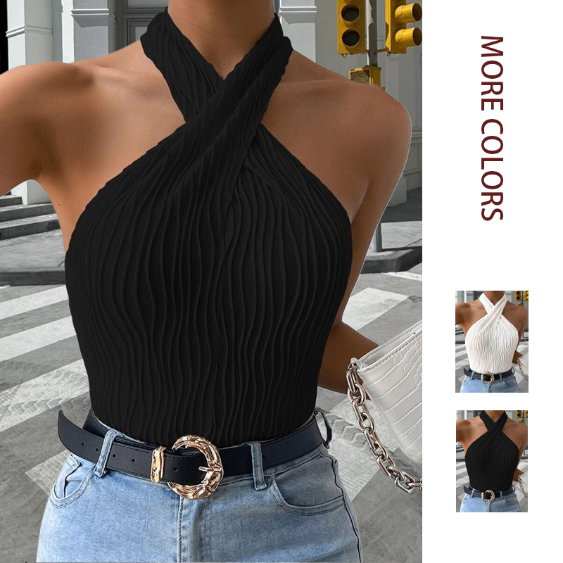 Camisola Feminina Sexy Ombro a Ombro Lisa Ondulada Cor Sólida Nova Coleção Verão 2026