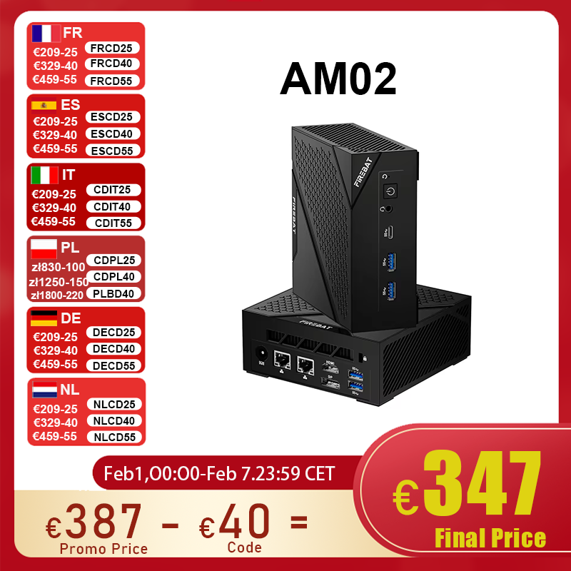 FIREBAT AM02 mini-pc AMD Ryzen 5 6600H DDR5 16 GB RAM 512 GB SSD WIFI6 BT5.2 Draagbare desktop MINI PC Computer Netwerkpoort HDMI