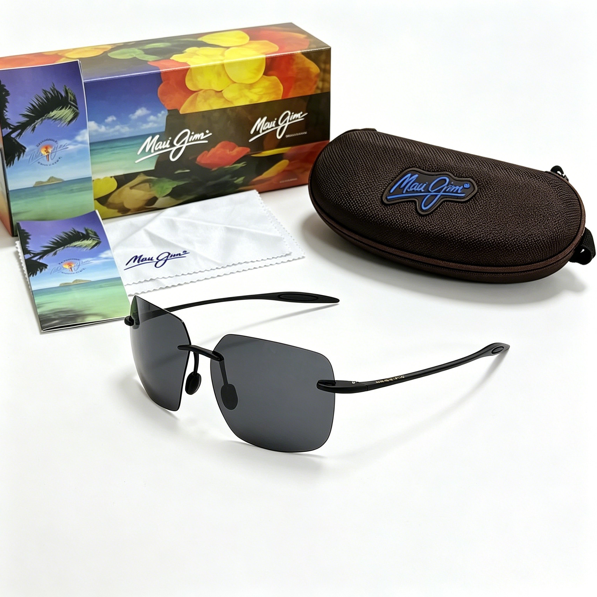 Maui Jim Fashion Men UV400 Polarized Sunglasses Women Rimless Design Driver Glasses Outdoors Sports Cycling Fishing Glasses