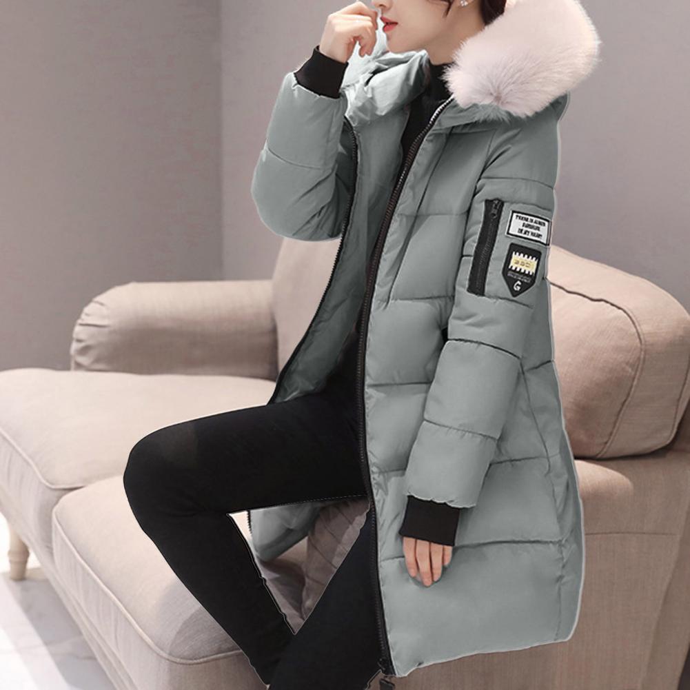 Faux Fur Collarผู้หญิงผ้าฝ้าย2024ฤดูใบไม้ร่วงฤดูหนาวแจ็คเก็ตผ้าฝ้ายเบาะHooded Parkas Windproof Warm Overcoat Lady Down Coat