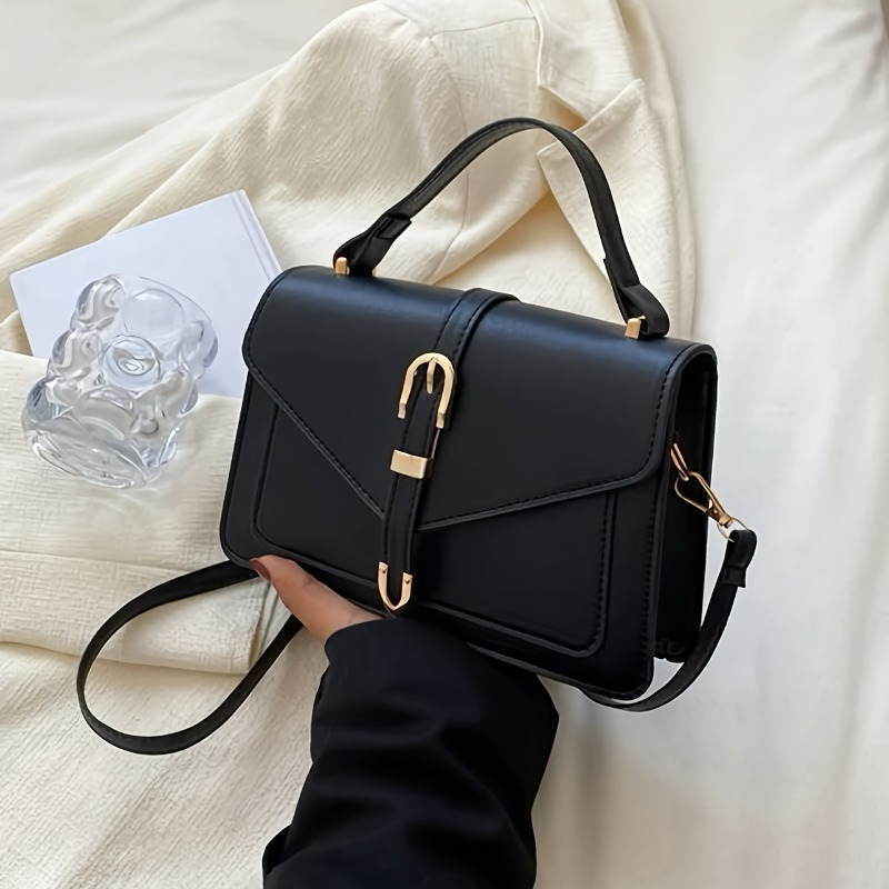 Tas selempang minimalis modis wanita, dengan pegangan atas dan PENUTUP UNTUK WANITA, dompet kotak warna polos dengan desain sederhana