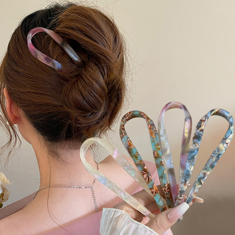 U-vormige haarstokken Acetaat Acryl Haarvork Haarspeldjes Mode Boog Haarspeld Geometrische Hoofddeksels Dames Meisjes Haaraccessoires
