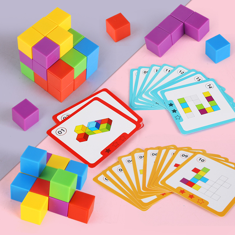 Montessori Magie Block Puzzle Spielzeug Räumlichen Logischen Denken Ausbildung Spiel Regenbogen Stapeln Blöcke Mathematik Pädagogisches Spielzeug Für Kind