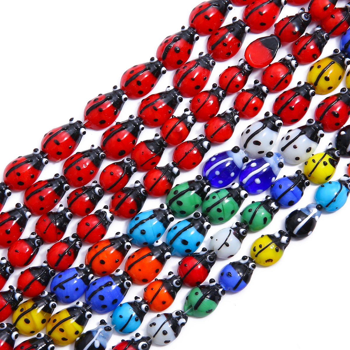 Lovely Ladybug ที่ละเอียดอ่อนสีแดง/ผสมสีด้วง Lampwork ลูกปัดแก้วสำหรับ DIY สร้อยข้อมือ/สร้อยคอ/ต่างหูเครื่องประดับทำ