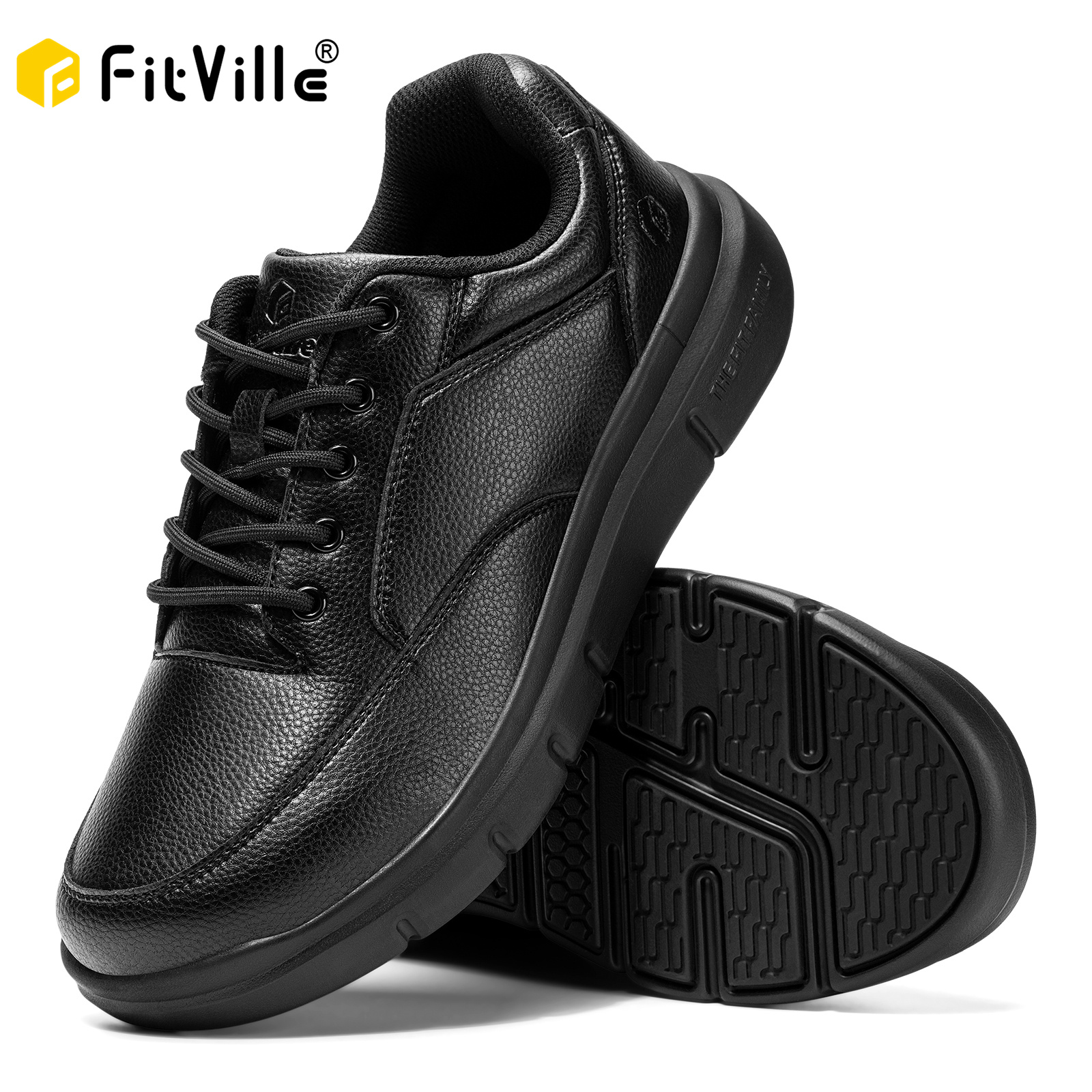 Fitville Wide Version Men's Leather Shoes Walking Shoes Oxford Shoes For Formal Business Shoe Comfortable All Day Wear