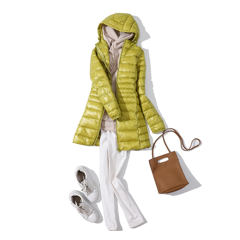 Chaqueta acolchada de invierno para mujer, abrigo largo ajustado con capucha, resistente al agua y al viento, cálido, ultraligero, de talla grande