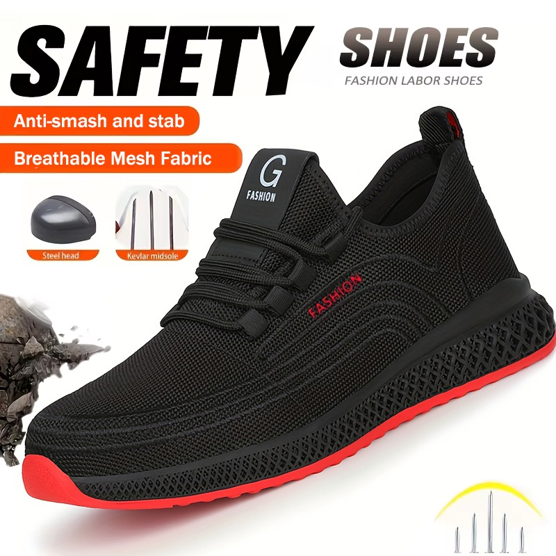 Stivali da Miniera Antiurto e Antiforatura Indistruttibili, Scarpe Antinfortunistiche con Punta in Acciaio, Suola in Gomma per Uomo