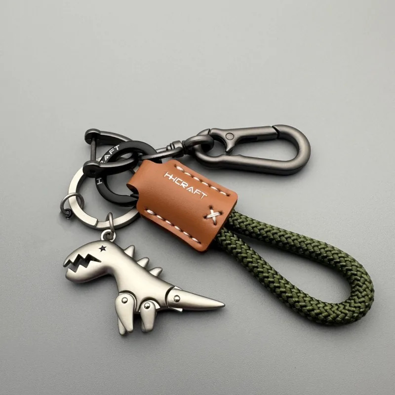 Cool Biker Vibe, for Car Keys, Braided Leather Rope, Metal Key Chain
