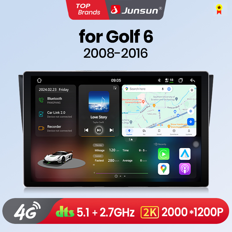 Junsun V3 Plus 2K Android 13 bezprzewodowy CarPlay Android Auto Auto inteligentne systemy 2008 GOLF 6-2016 7870 Autoradio