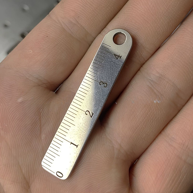 3Pcs 4cm Mini Stainless Steel Ruler Key Chain Creative Key Ring Pendant Portable Ultra Short Ruler come with Hanging Hole