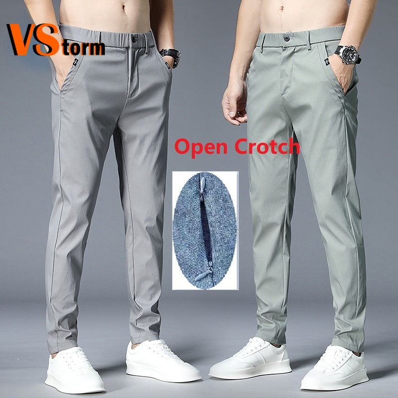 Calça casual fina, masculina, de algodão reto, monocromática, slim fit, estilo clássico, moda empresarial, nova, verão