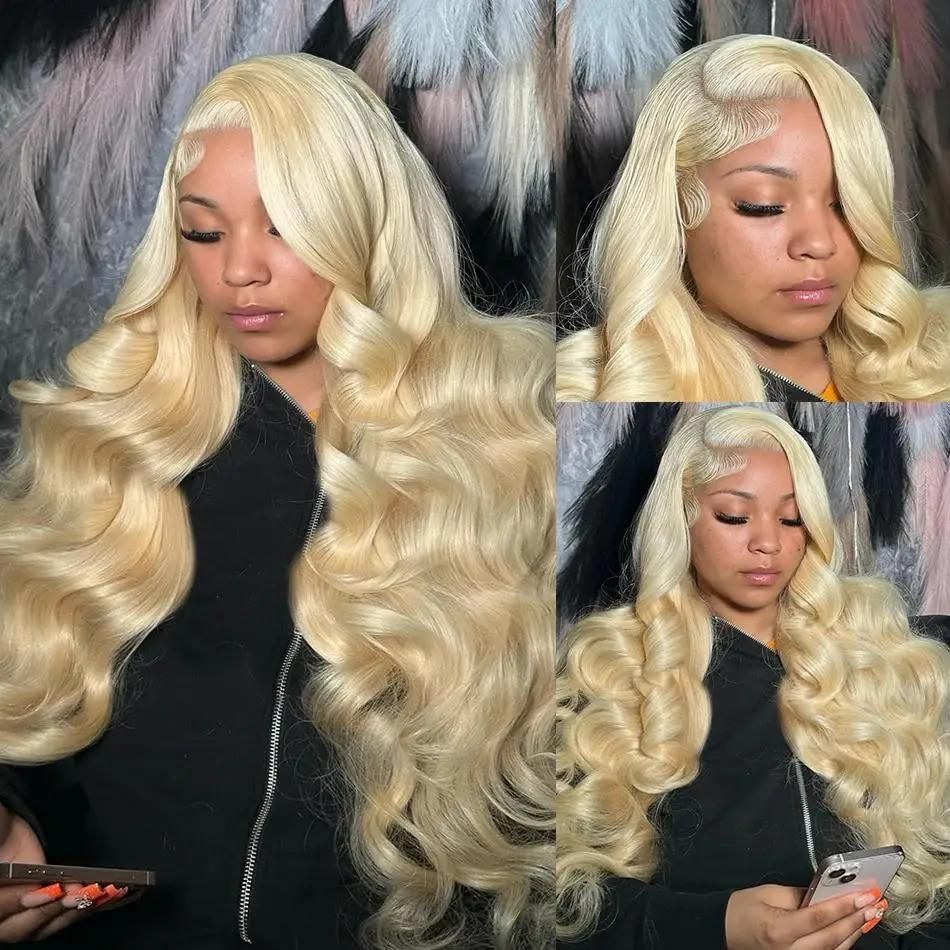 Peluca de Cabello Humano con Frente de Encaje 13x4 13x6, Ondas Suaves, Color Rubio Miel 613, Pelucas Frontales de Encaje, Densidad 250, Cabello Remy Vietnamita
