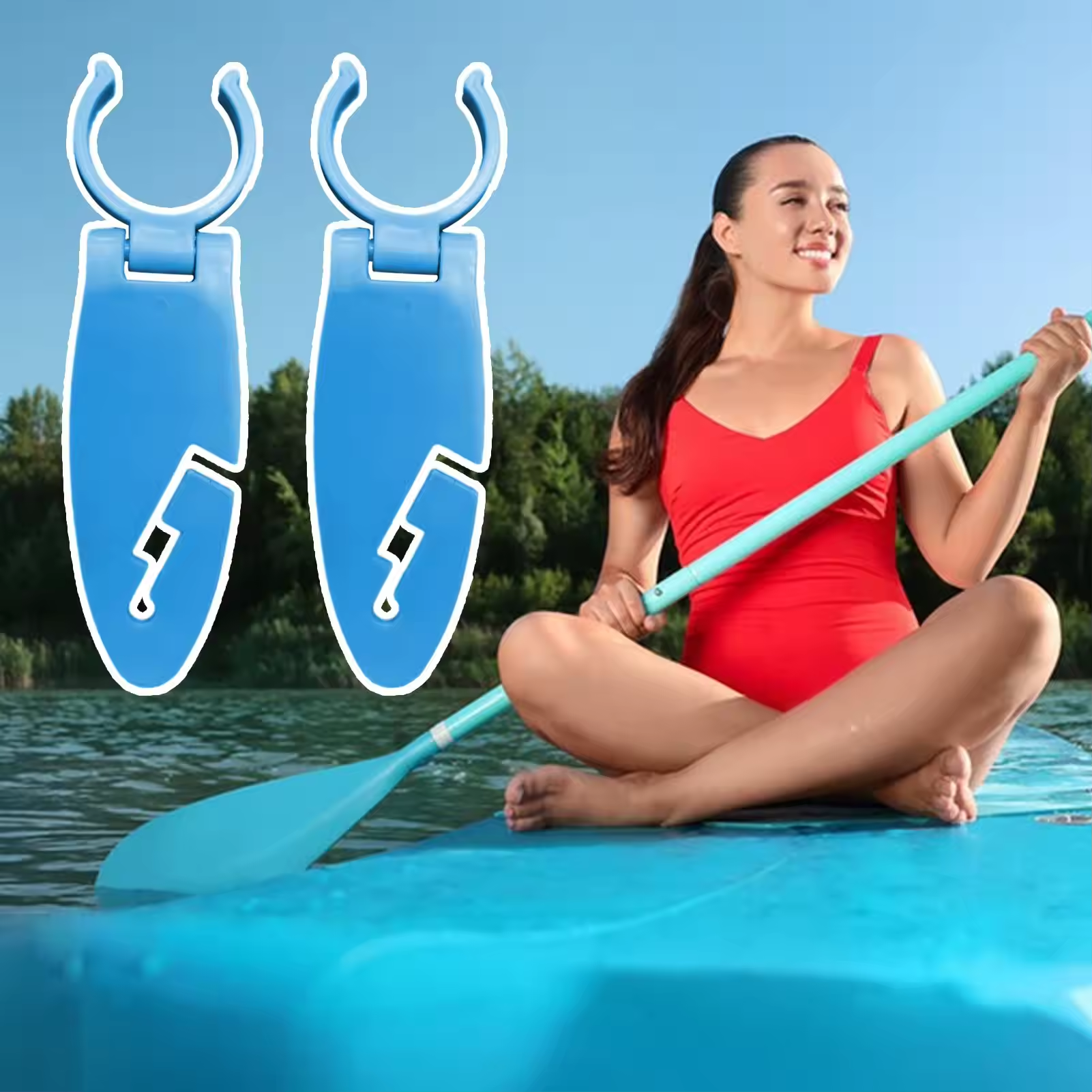 2 peças de clipes para prancha de stand up paddle, suporte duplo para prancha de paddle, grampos de fixação expansíveis para caiaque